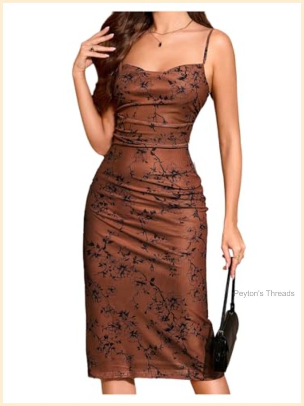Milumia Women's Floral Mesh Spaghetti Strap Midi Dress Backless Sleek Party